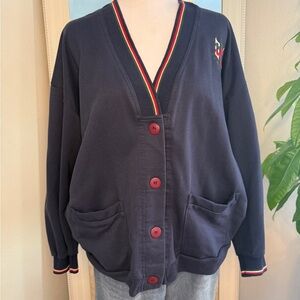 Vintage Laura Gayle Navy Cardigan with Red Buttons